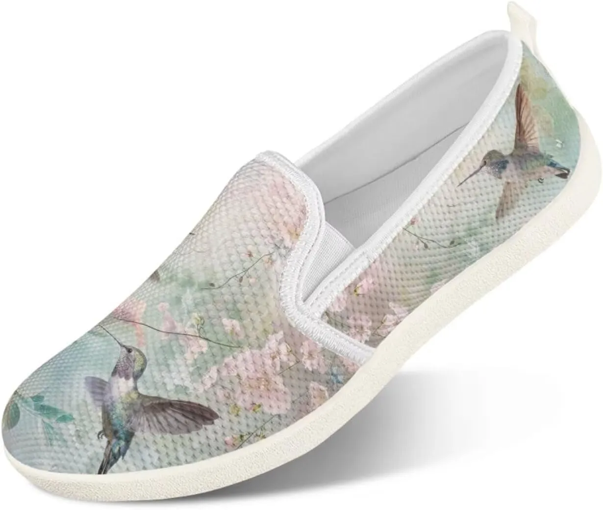 JoyLamoria Hummingbird Sneakers Walking Shoes Teens Adults Elastic Loafers and Flats Quick Drying Sneakers Slip On Shoes Arch Support