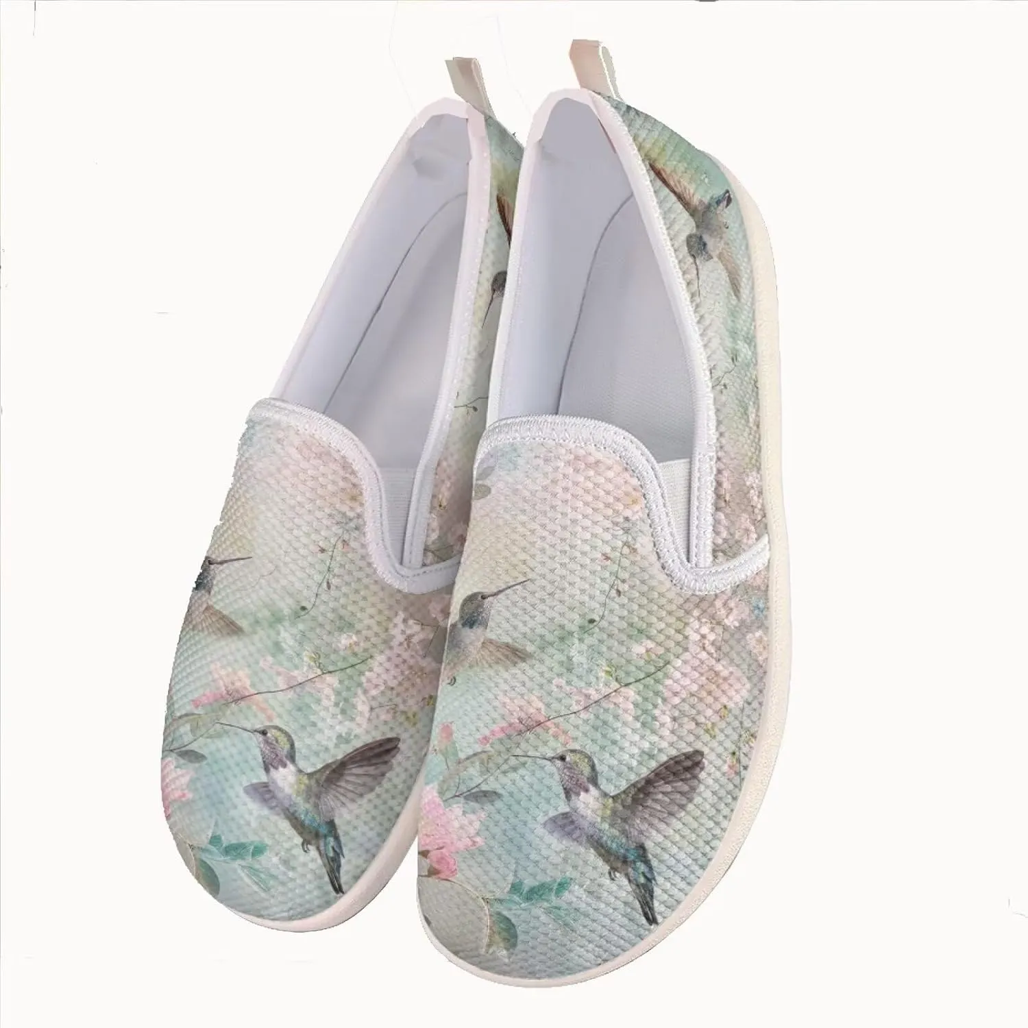 JoyLamoria Hummingbird Sneakers Walking Shoes Teens Adults Elastic Loafers and Flats Quick Drying Sneakers Slip On Shoes Arch Support