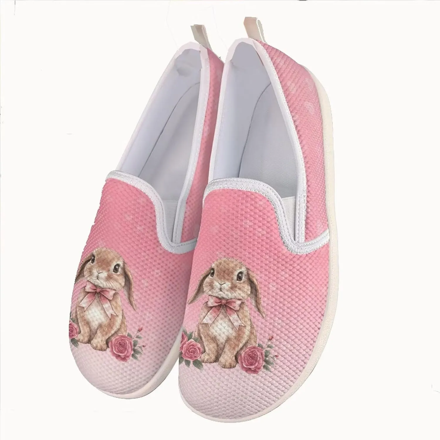 JoyLamoria Women's Ladybug and Daisy Rainbow Print Flats Shoes Leisure Shoes Slip On Work Shoes Comfort Walking Shoes for Travel
