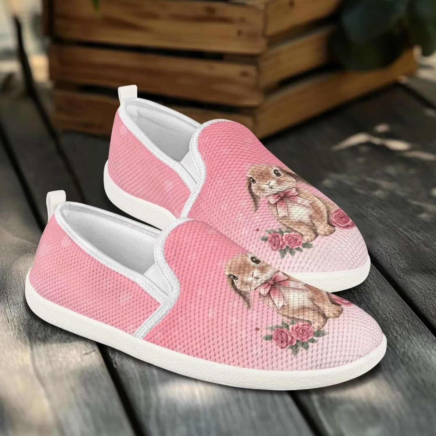 JoyLamoria Women's Ladybug and Daisy Rainbow Print Flats Shoes Leisure Shoes Slip On Work Shoes Comfort Walking Shoes for Travel