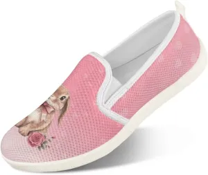 JoyLamoria Women's Ladybug and Daisy Rainbow Print Flats Shoes Leisure Shoes Slip On Work Shoes Comfort Walking Shoes for Travel