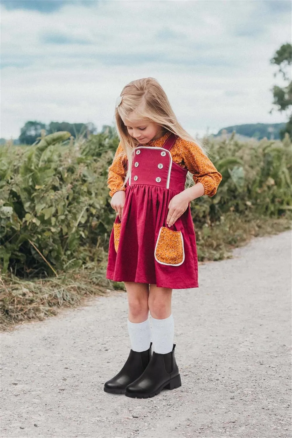 Juliet Holy Boys Girls Ankle Boots Platform Chunky Block Heel Slip On Lug Sole Chelsea Booties for Toddler Little Big Kid