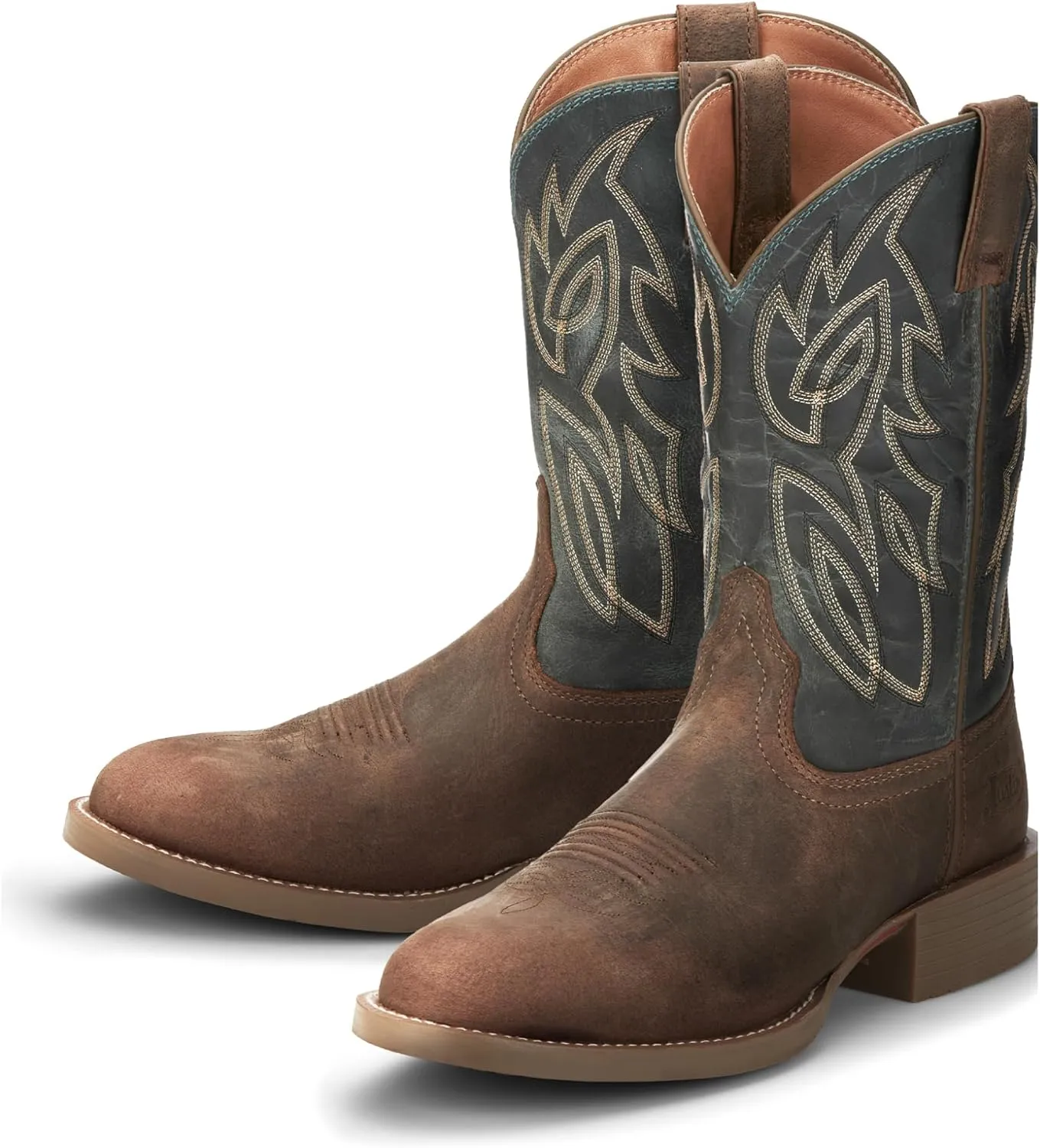 Justin Rendon 11" Western Boot - Men's Round Toe, Cowhide, Removable Orthotic Insole, Slip-Resistant Rubber Outsole