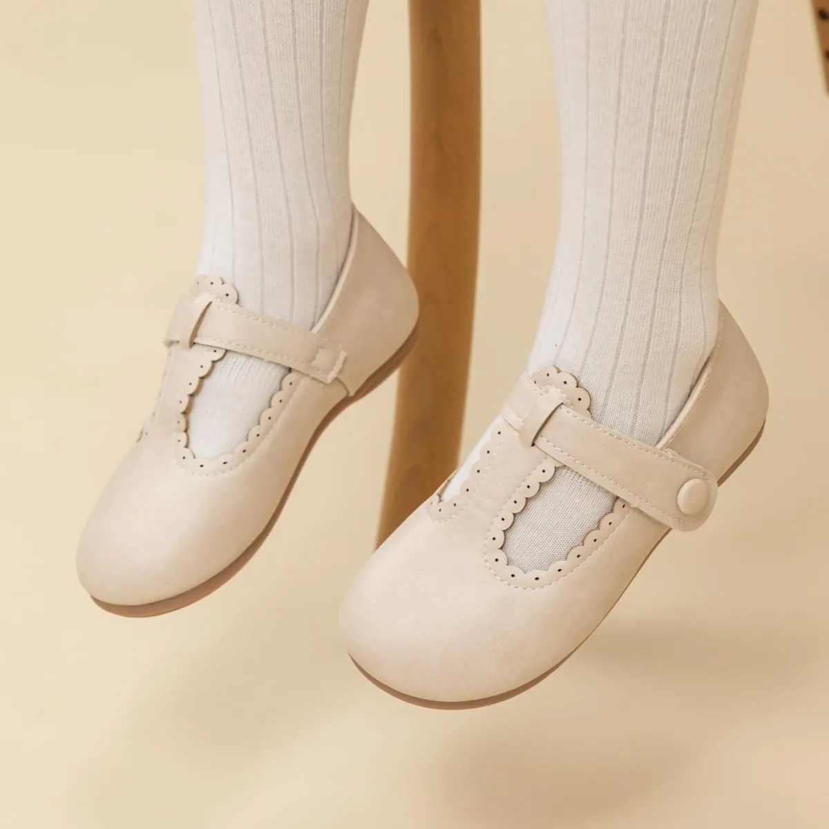 Kannior Toddler Little Girl Mary Jane Dress Shoes Wedding Baptism Princess Ballet Flats Easter Party School Bowknot Loafer Shoe