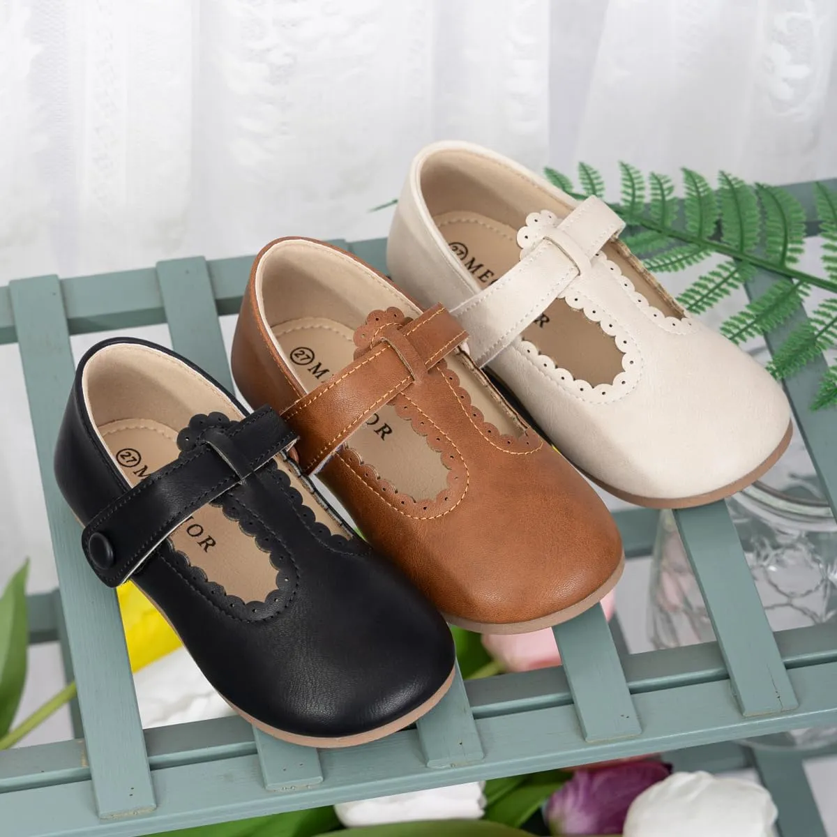 Kannior Toddler Little Girl Mary Jane Dress Shoes Wedding Baptism Princess Ballet Flats Easter Party School Bowknot Loafer Shoe