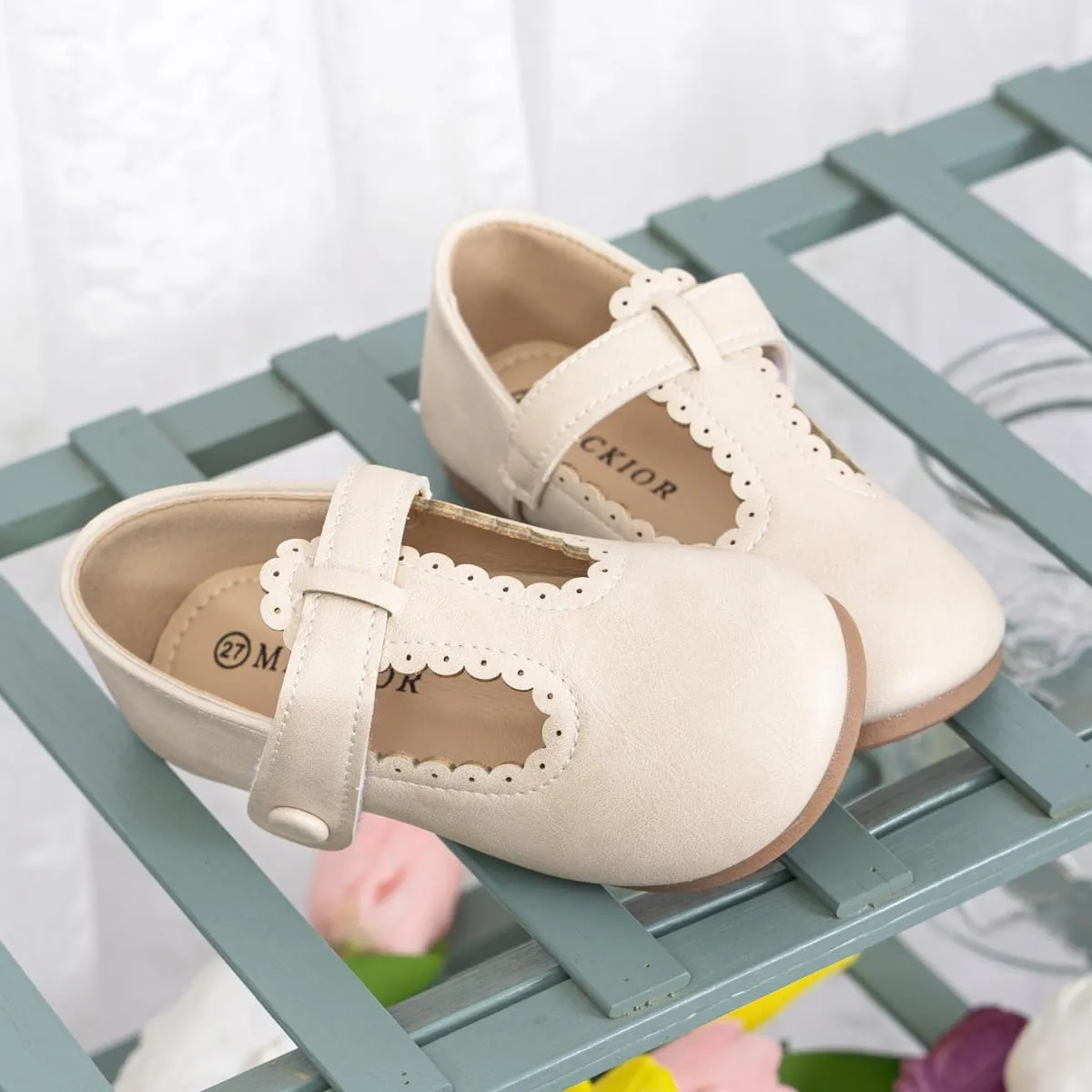 Kannior Toddler Little Girl Mary Jane Dress Shoes Wedding Baptism Princess Ballet Flats Easter Party School Bowknot Loafer Shoe