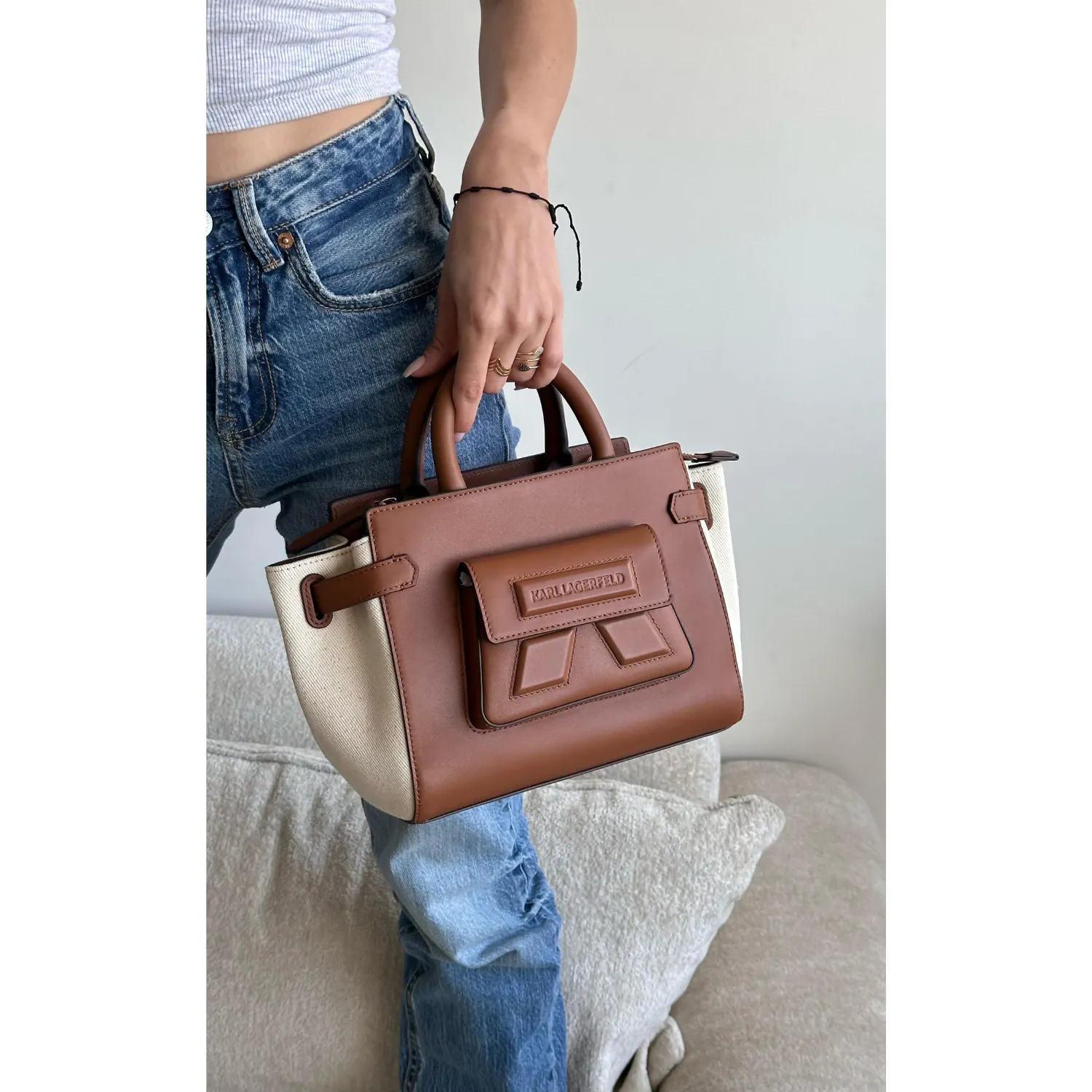 KARL LAGERFELD IKONIK CAMEL TOTE BAG