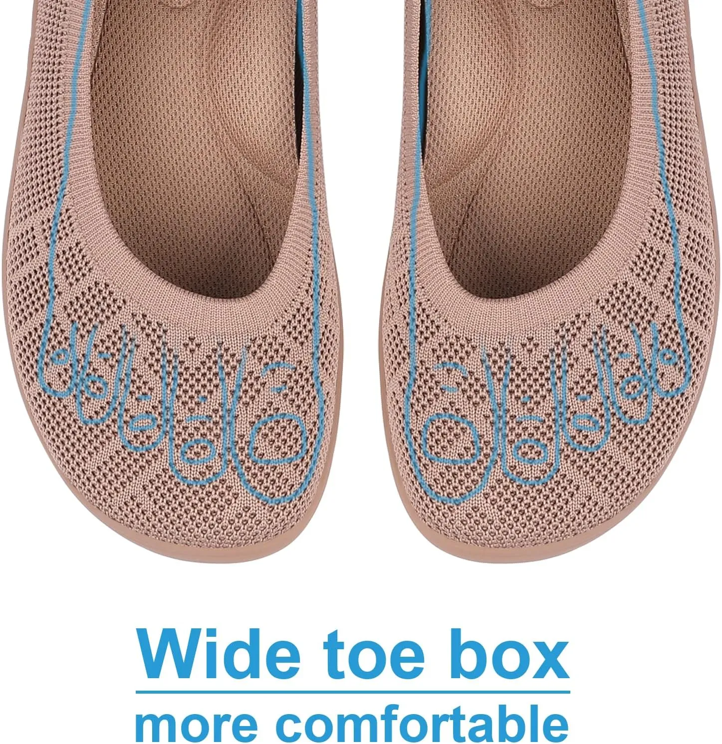 KBZone Women‘s Flat Shoes Round Toe Knit Ballet Flat Comfort Dressy Flat Walking Shoes