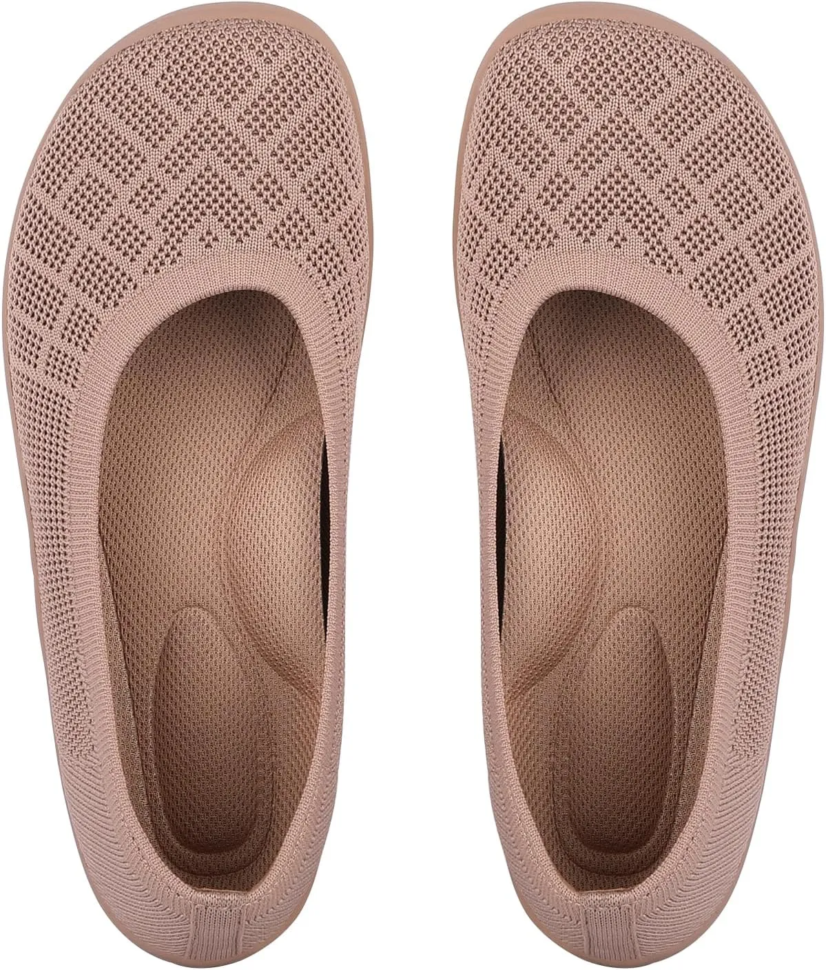 KBZone Women‘s Flat Shoes Round Toe Knit Ballet Flat Comfort Dressy Flat Walking Shoes
