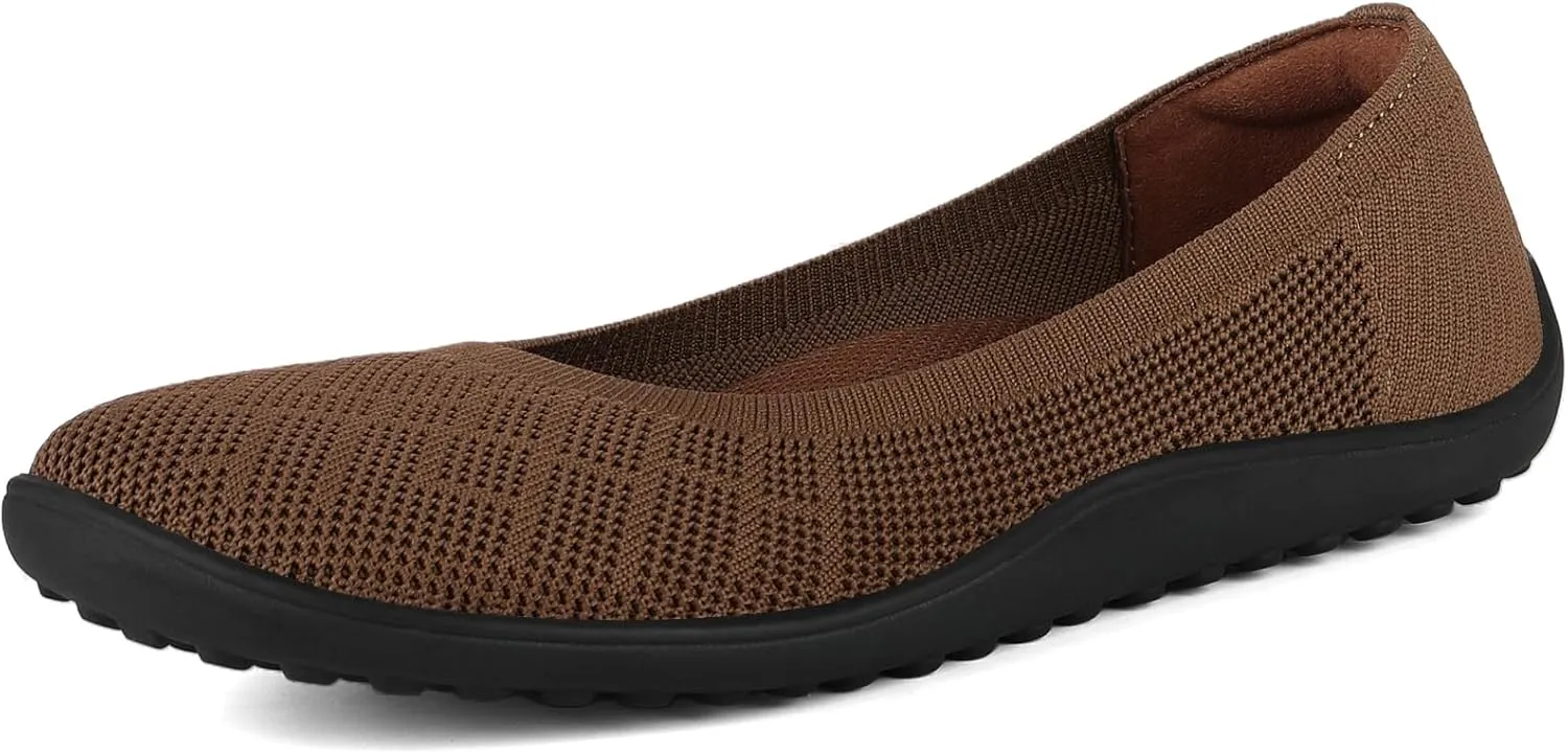 KBZone Women‘s Flat Shoes Round Toe Knit Ballet Flat Comfort Dressy Flat Walking Shoes