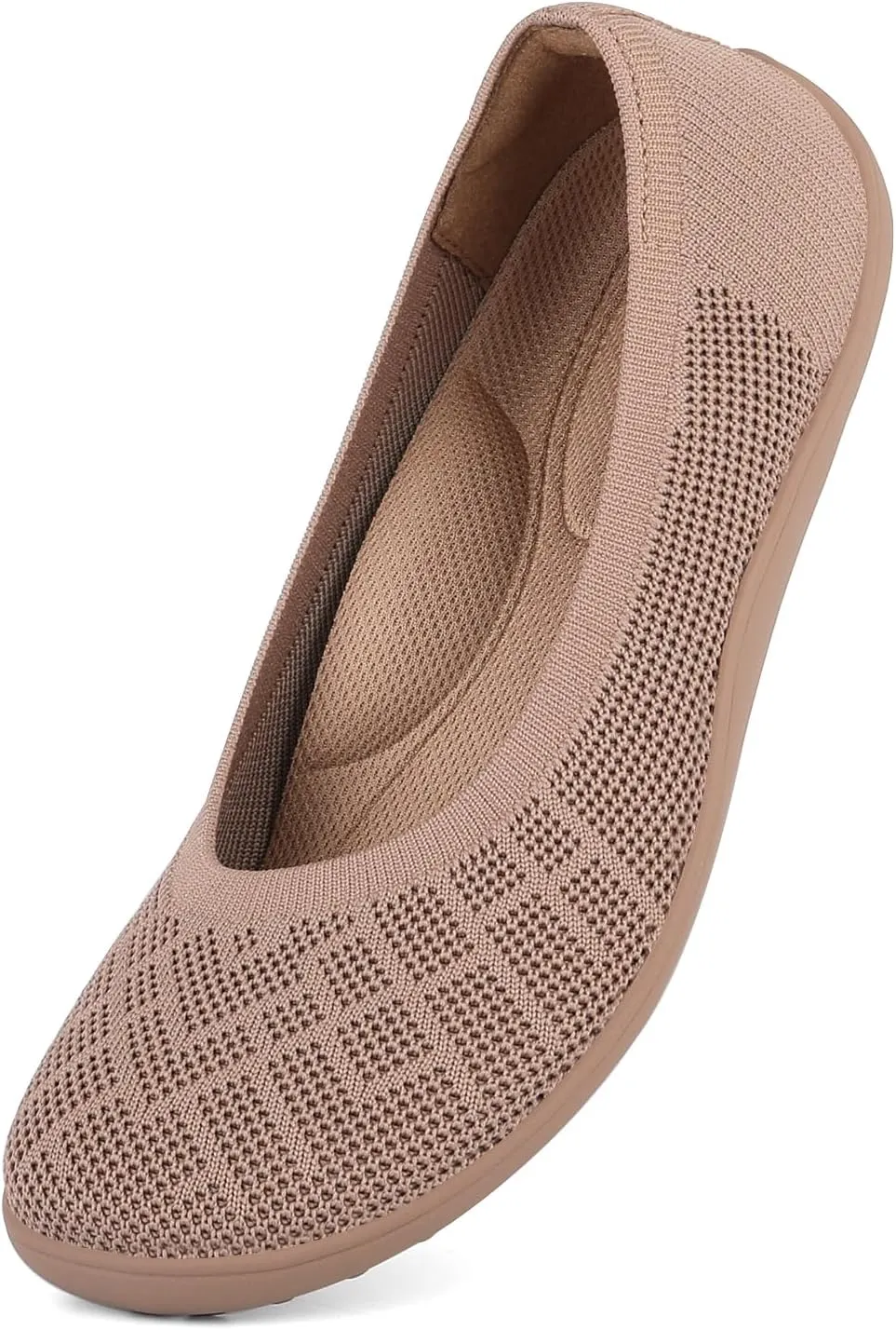 KBZone Women‘s Flat Shoes Round Toe Knit Ballet Flat Comfort Dressy Flat Walking Shoes