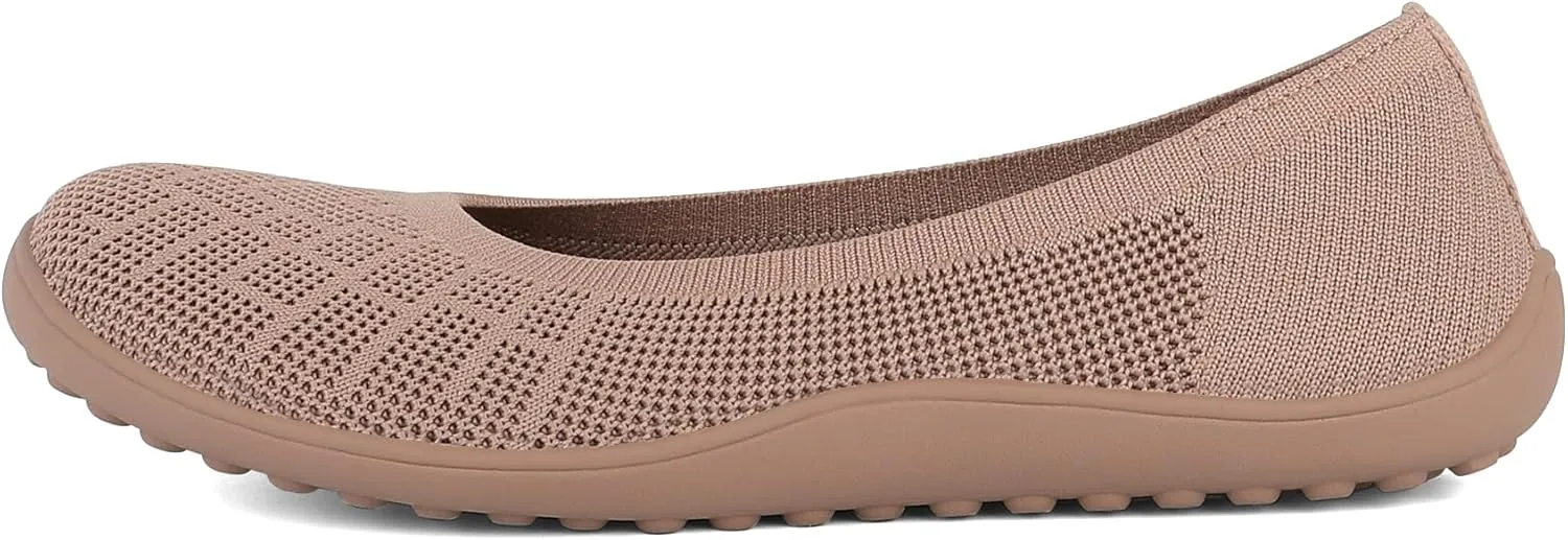 KBZone Women‘s Flat Shoes Round Toe Knit Ballet Flat Comfort Dressy Flat Walking Shoes