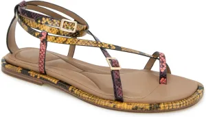 Kenneth Cole New York Women's Paros Flat Sandal, Multi Postal Snake, 10