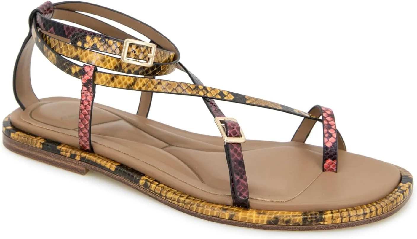 Kenneth Cole New York Women's Paros Flat Sandal, Multi Postal Snake, 10