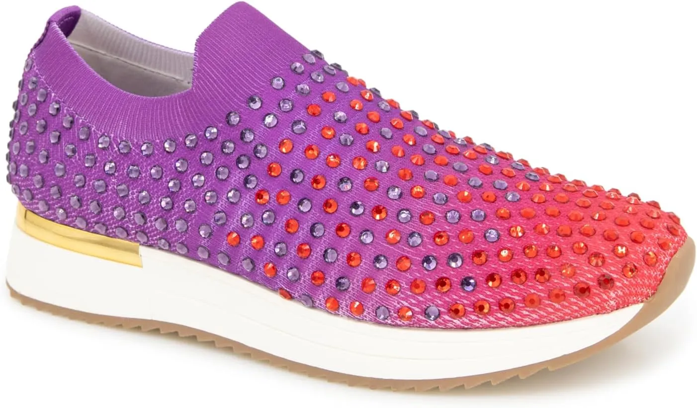 Kenneth Cole REACTION Women's Cameron Jewel Jogger Sneaker, Rouge Knit, 8 Wide