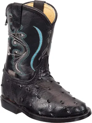 Kids Cowboy Boot Infant Toddler Ostrich Print Western Boot