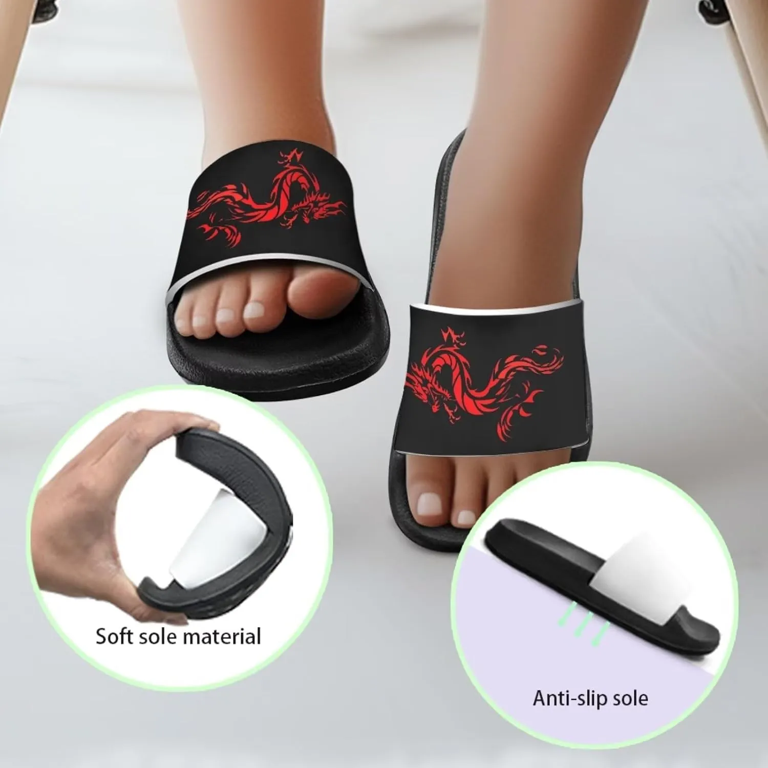 Kids Sandals Boys Quick Drying Bathroom Shower Sandal Summer Beach Pool Slippers with Non-Slip Sole