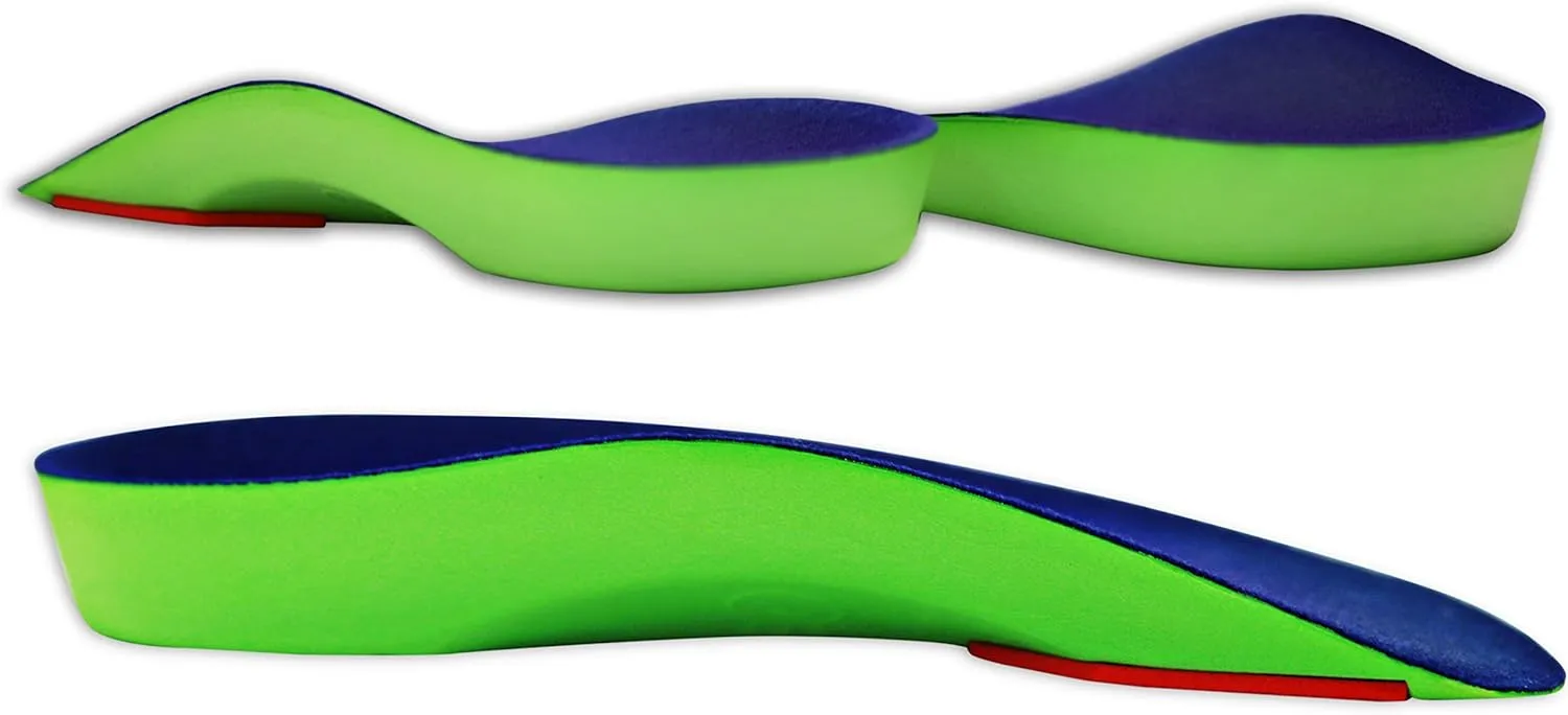 KidSole 3/4 Length Neon Shield Arch Support Insole for kids with foot pronation, flat feet, or any other undiagnosed arch support issues (Toddler Size US 10-13)