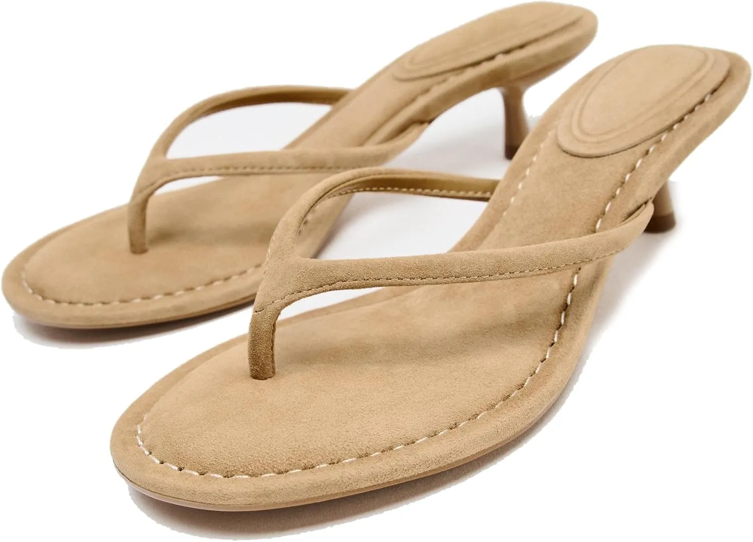 Kitten Heel Thong Sandals for Women Slip-on Low Heeled Sandal Fashion Summer Flip Flops Heels