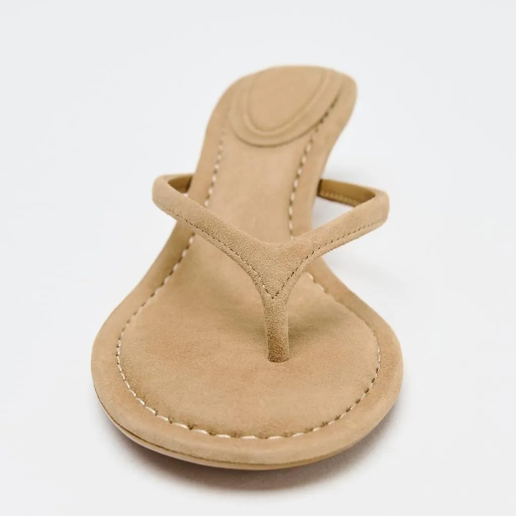 Kitten Heel Thong Sandals for Women Slip-on Low Heeled Sandal Fashion Summer Flip Flops Heels