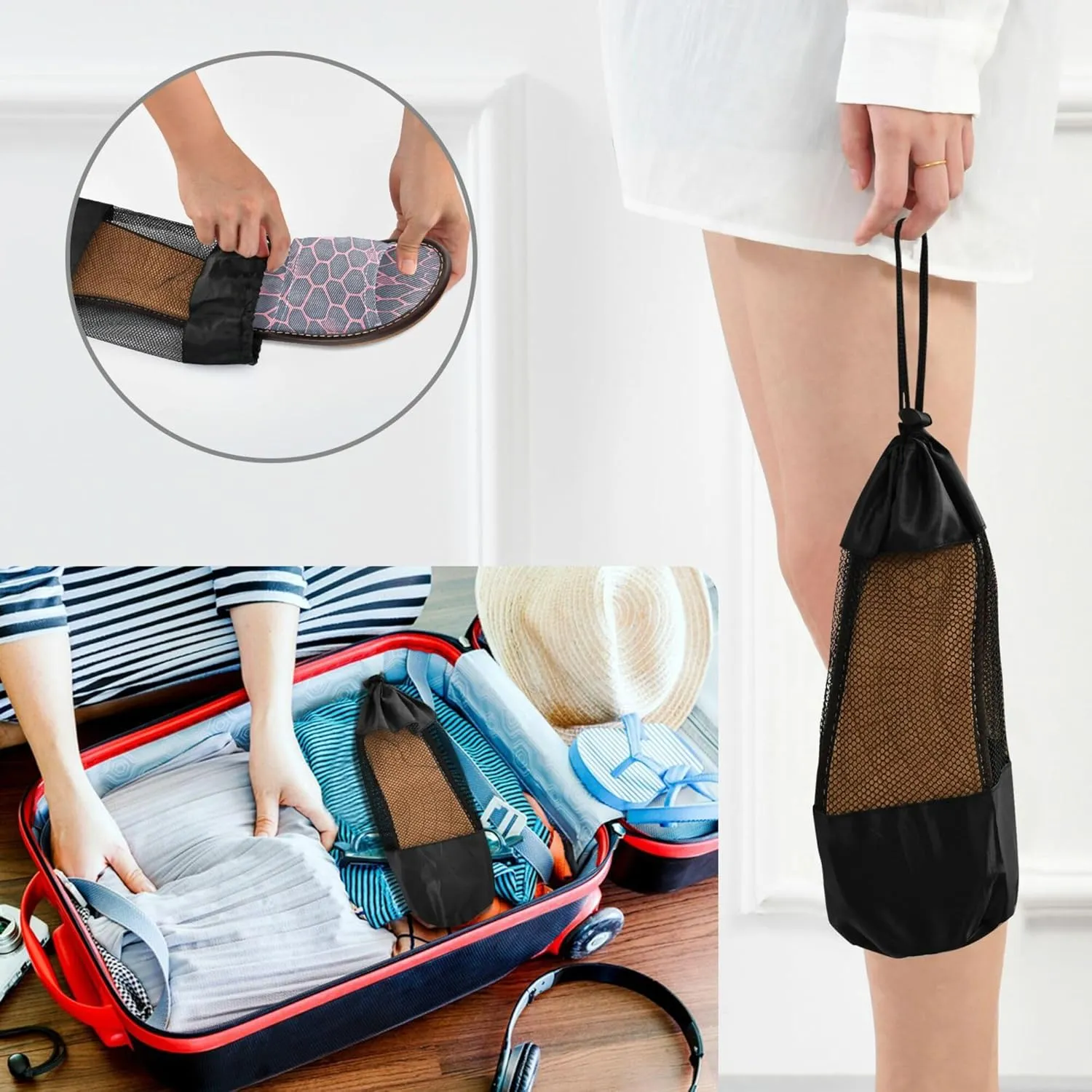 KLL Bathroom Shower Slippers Indoor Outdoor Summer Cozy Dorm Home Slides for Travel, Hotel, Party, Guests
