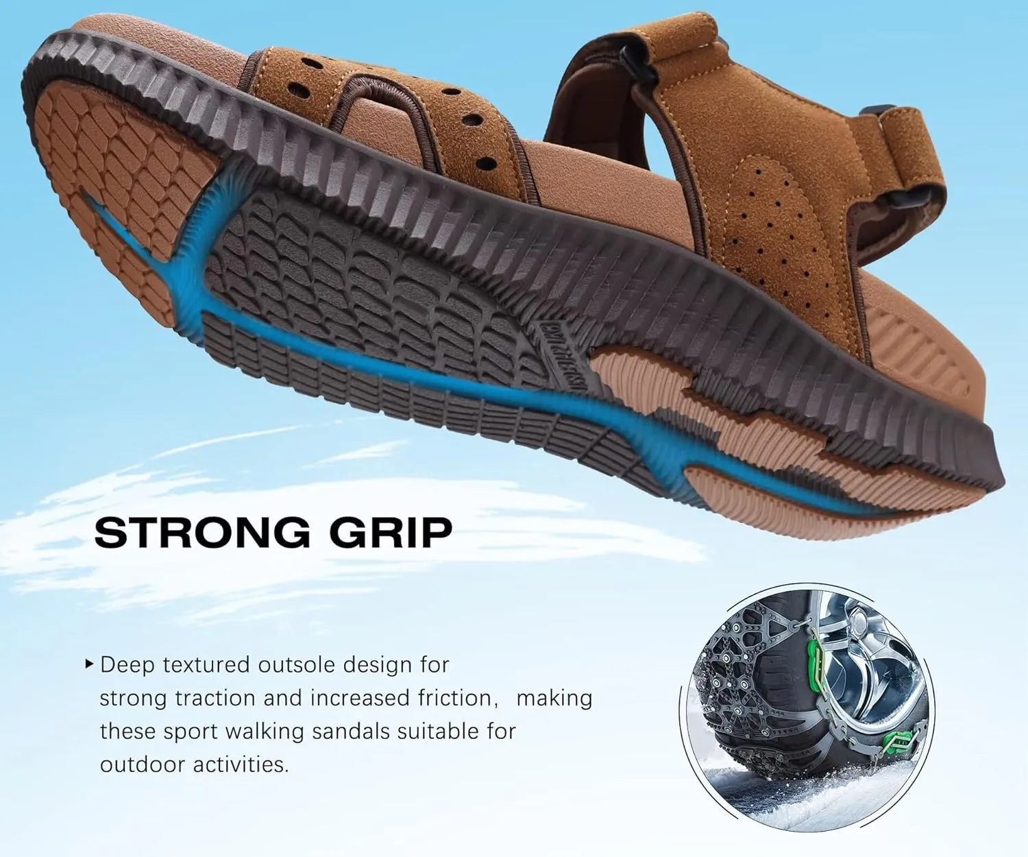 KuaiLu Mens Hiking Sandals With Arch Support Sport Recovery Athletic Walking Sandals For Man Outdoor Summer Casual Thick Cushion Beach Water Fisherman Sandal Size 7-15