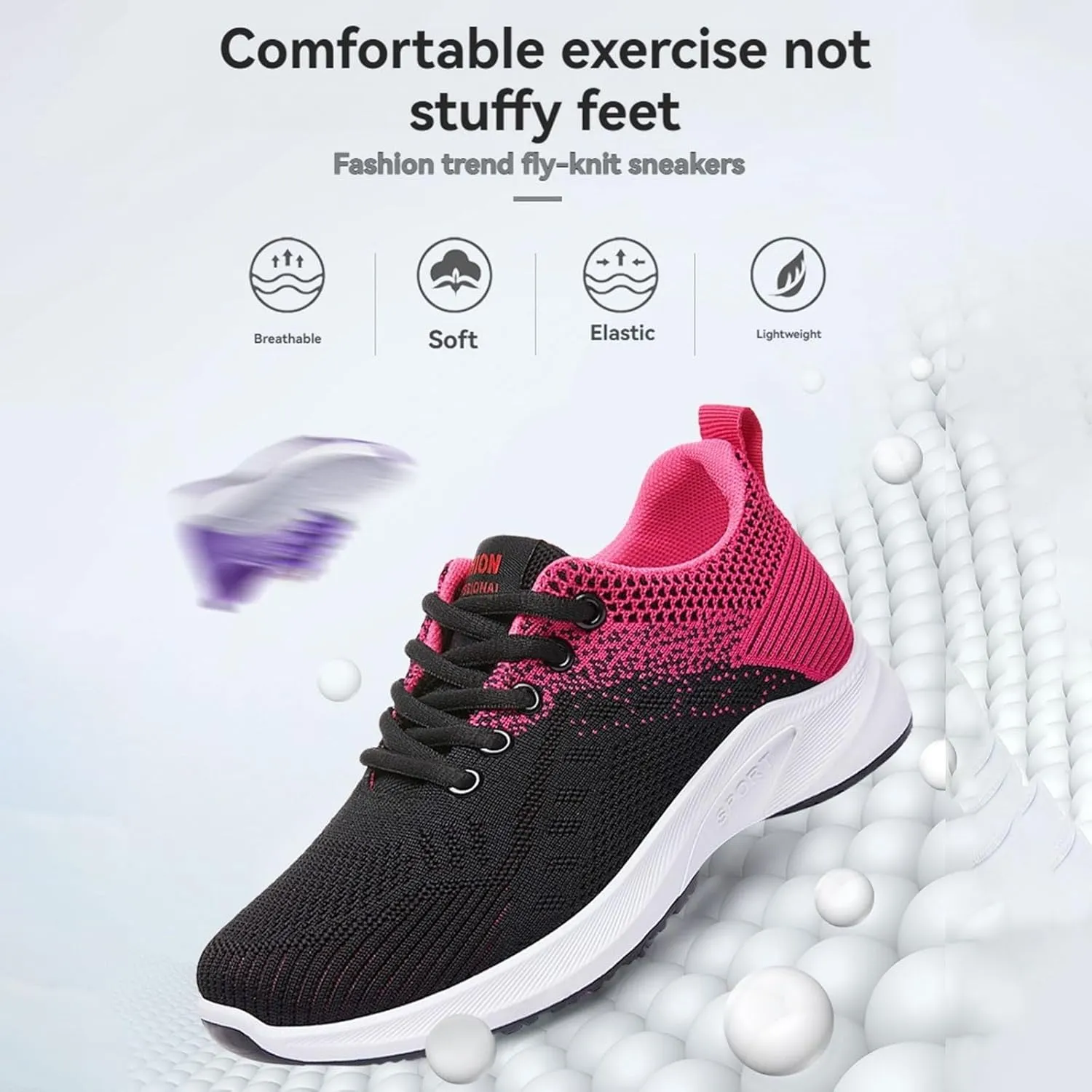 Kubbon Womens Sneakers Casual Walking Athletic Non Slip Sneakers Lightweight Fashion Sport Sneakers Light-Weight Mesh Athletic Style for Bowlers
