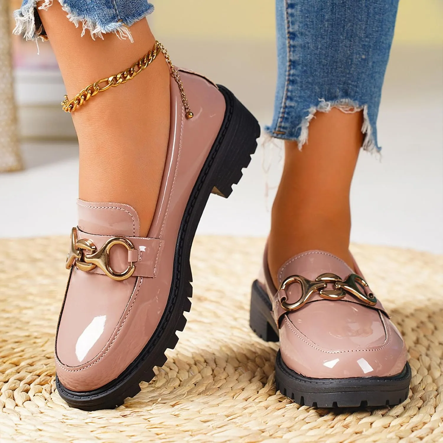 Ladies Fashion Soft Sole Leather Slip On Comfortable Thick Soled Casual Shoes Lady Shoe with Arch Support