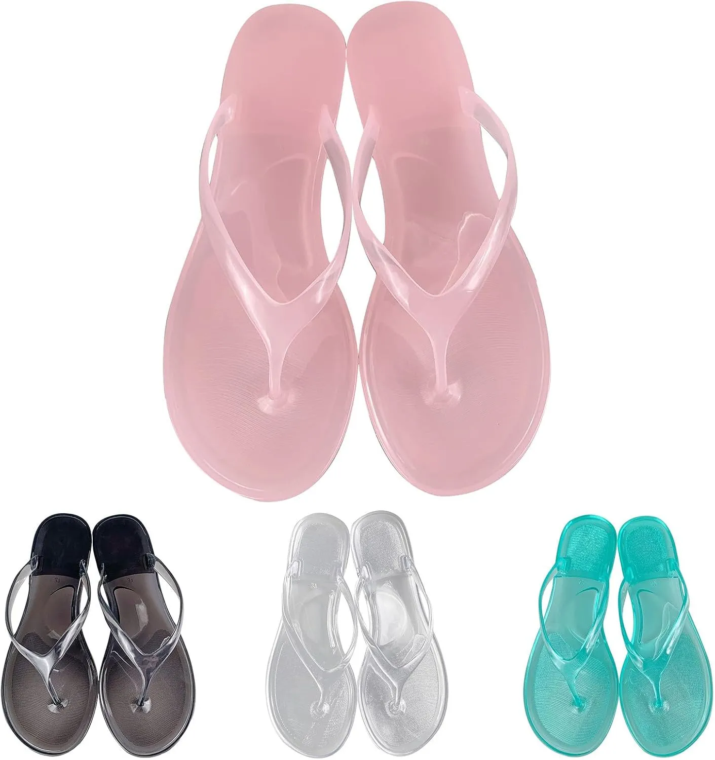 Ladies Summer Transparent Jelly Crystal Flat Bottom Toe Flip Microfiber Slippers Indoor Outdoor Slippers Women Summer