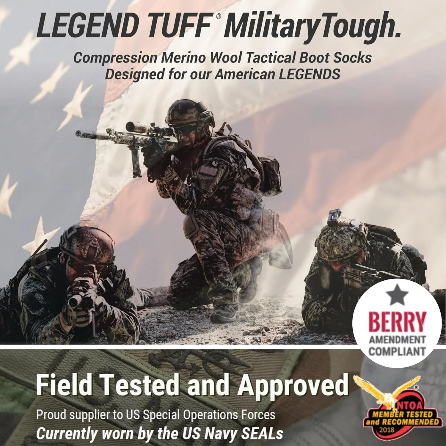 LEGEND Compression Tactical Merino Wool All-Weather Boot Socks - Mid-Calf Military for Men and Women