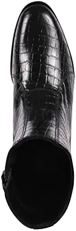 LIBERTYZENO Mens Chelsea Side Zipper Ankle Boots Snake Print Leather Retro Dress Boots