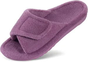 Litfun Women's Orthopedic Slippers with Arch Support Adjustable Open Toe House Shoes for Plantar Fasciitis
