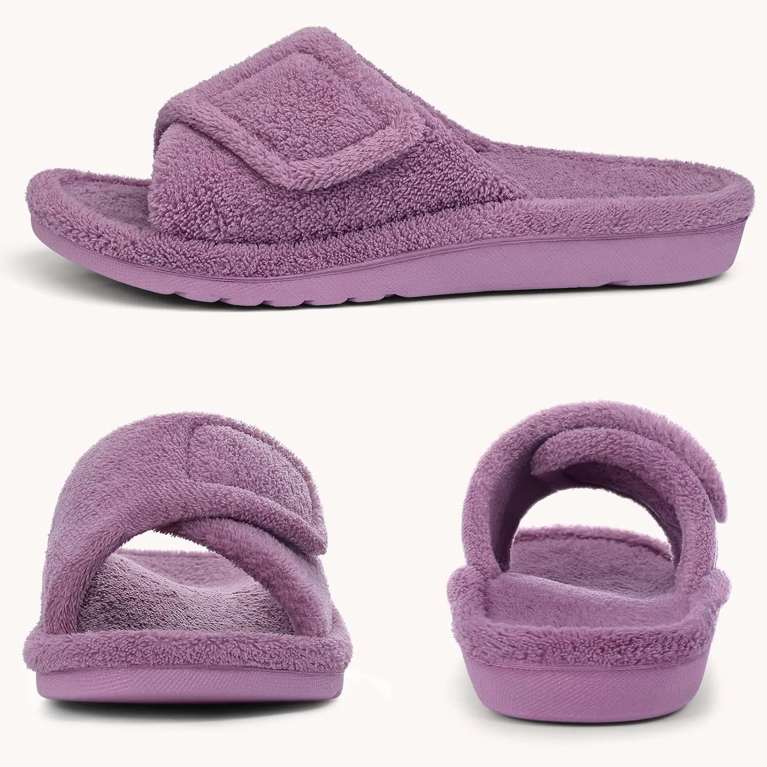 Litfun Women's Orthopedic Slippers with Arch Support Adjustable Open Toe House Shoes for Plantar Fasciitis