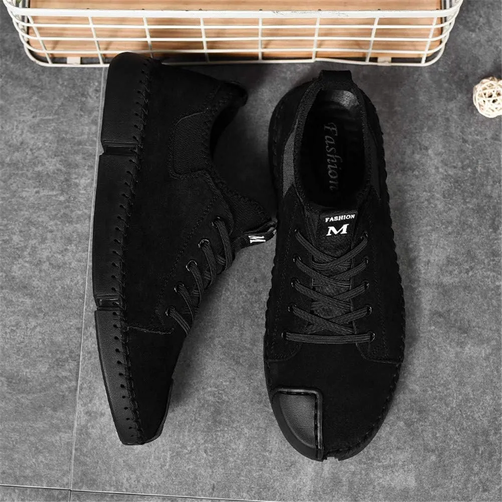 LLTMALL Men's Classic Handmade Leather Flats Leisure Lace-up Driving Shoes Skate Shoes
