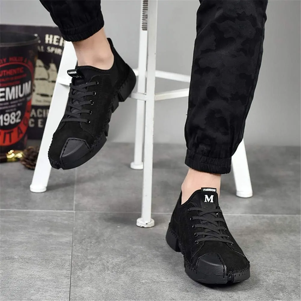 LLTMALL Men's Classic Handmade Leather Flats Leisure Lace-up Driving Shoes Skate Shoes