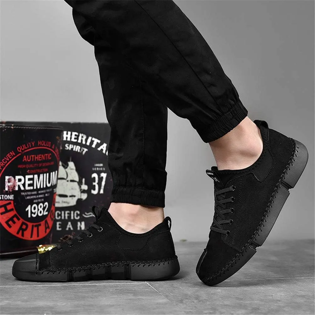 LLTMALL Men's Classic Handmade Leather Flats Leisure Lace-up Driving Shoes Skate Shoes