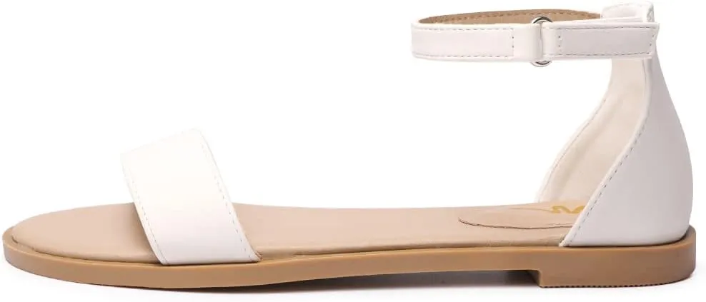 LM Women's Flat Sandals Open Toe One Band Ankle Strap Sandals Casual Summer Flat Sandals