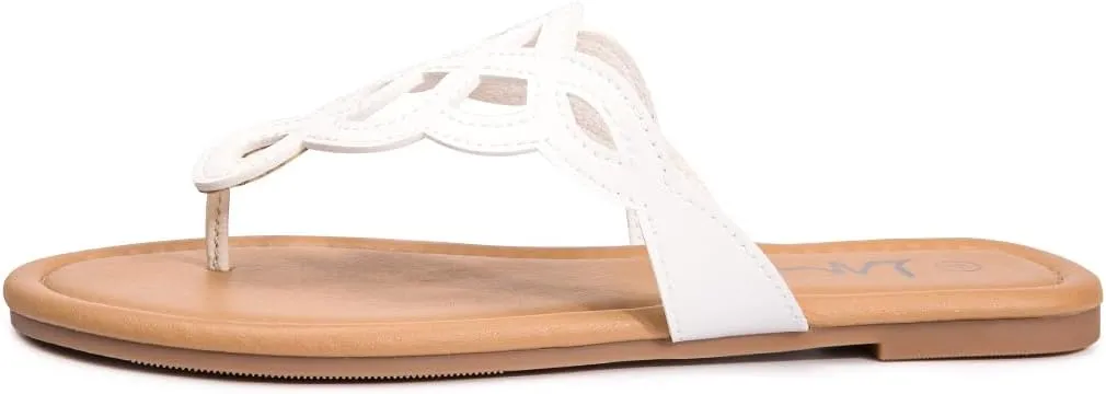 LM Women's Thong Sandals T-Strap Sandals Slip On Flat Sandals Flip Flop Casual Summer Slide Sandals