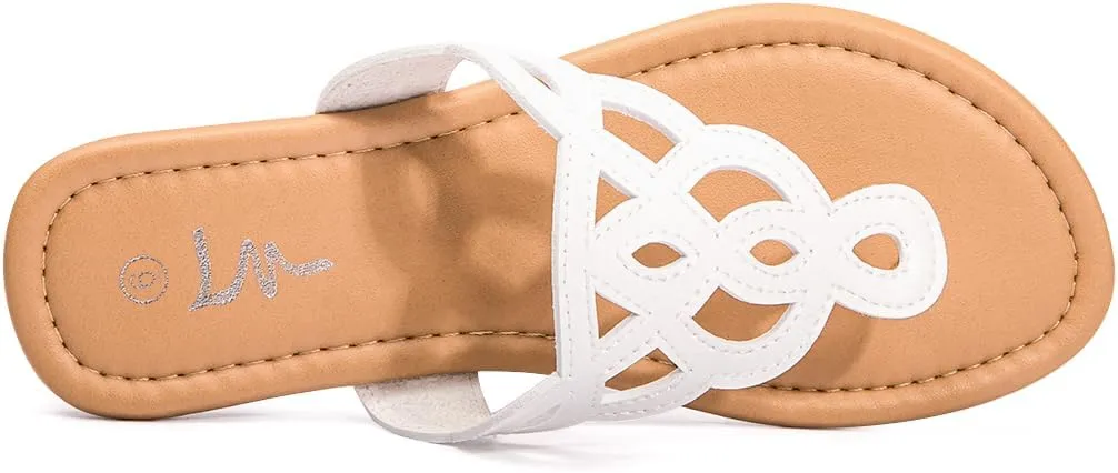 LM Women's Thong Sandals T-Strap Sandals Slip On Flat Sandals Flip Flop Casual Summer Slide Sandals
