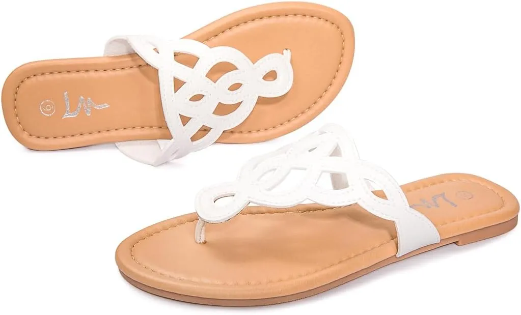 LM Women's Thong Sandals T-Strap Sandals Slip On Flat Sandals Flip Flop Casual Summer Slide Sandals