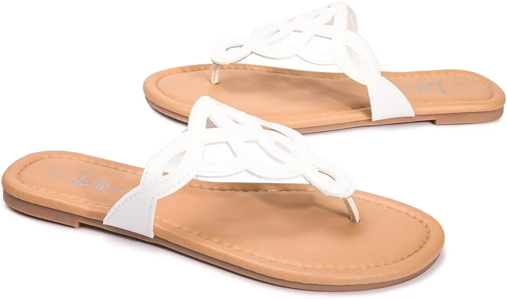 LM Women's Thong Sandals T-Strap Sandals Slip On Flat Sandals Flip Flop Casual Summer Slide Sandals