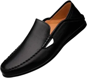 Loafers for Men Simple Moccasins Shoes Leather Flexible Flat Heel Wedding Slip On