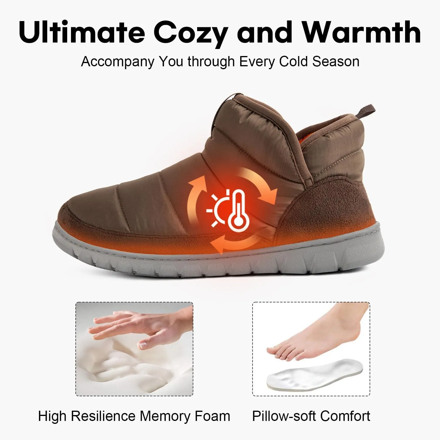 LongBay Mens Bootie Slippers with Memory Foam Indoor Outdoor Warm House Shoes Sport Lounge Camping Boots