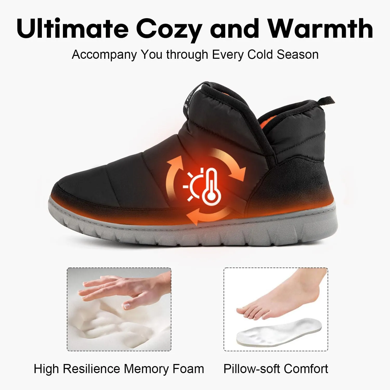 LongBay Mens Bootie Slippers with Memory Foam Indoor Outdoor Warm House Shoes Sport Lounge Camping Boots