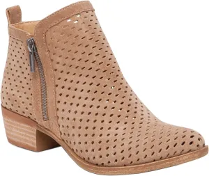 Lucky Brand Basel3 Sesame suede Side Zip Perforated Leather Block Heel Bootie (Toffee Perf, 9)
