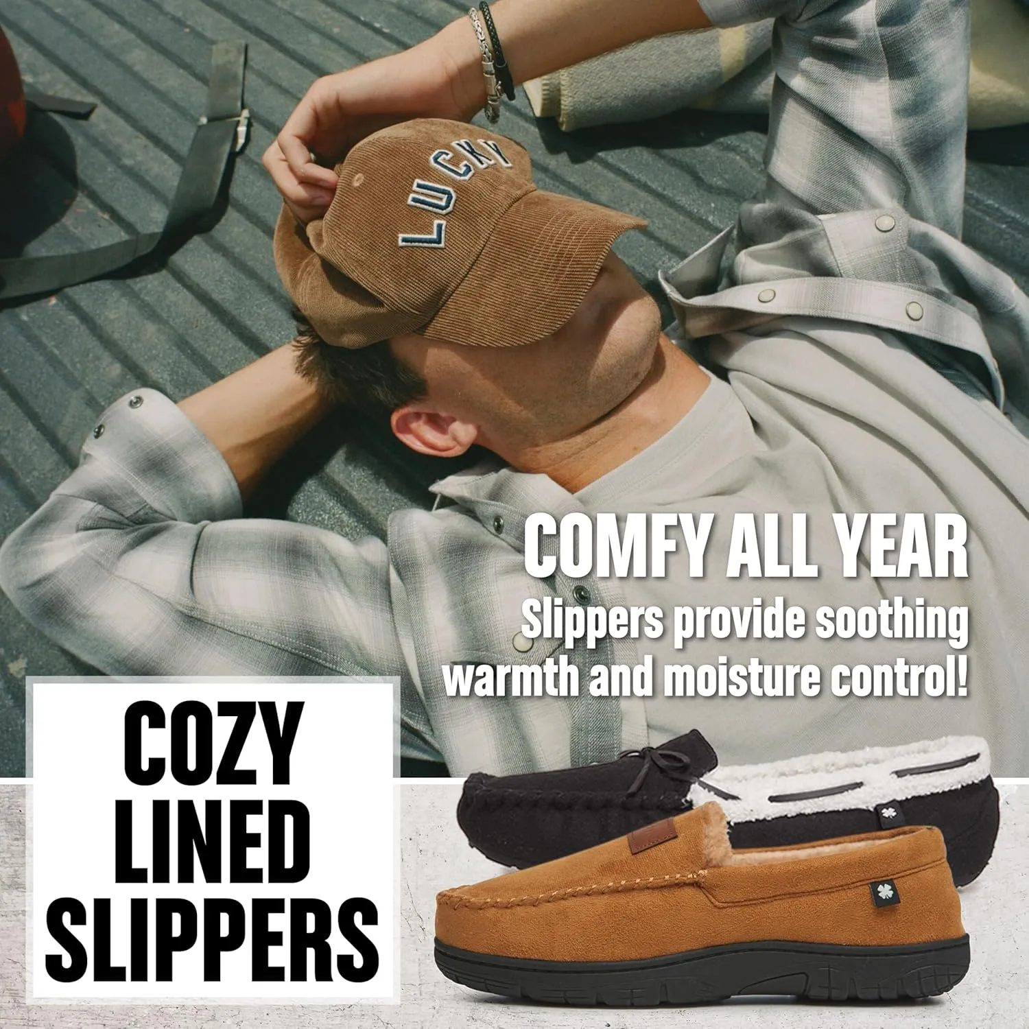 Lucky Brand Mens Micro-Suede Moccasin Loafer Slippers