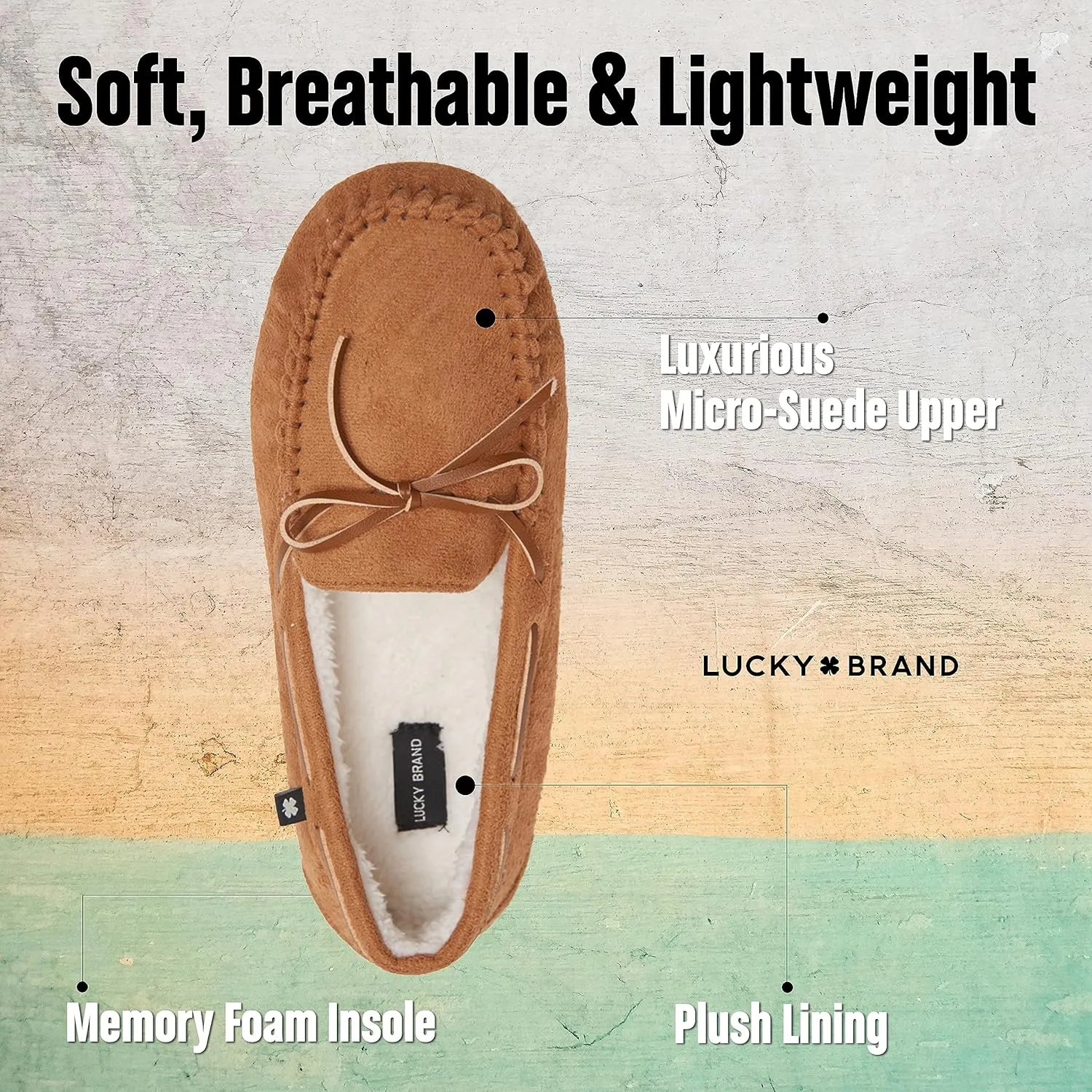 Lucky Brand Mens Micro-Suede Moccasin Loafer Slippers