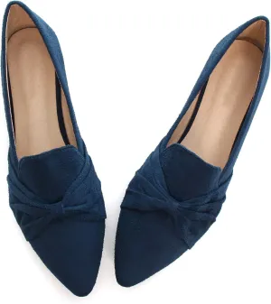 LUXINYU Women's Slip on Flats,Pointed Toe Solid Classic Ballet Dance Shoes Elegant Bow Soft Comfortable Memory Foam Suede Flat Shoes