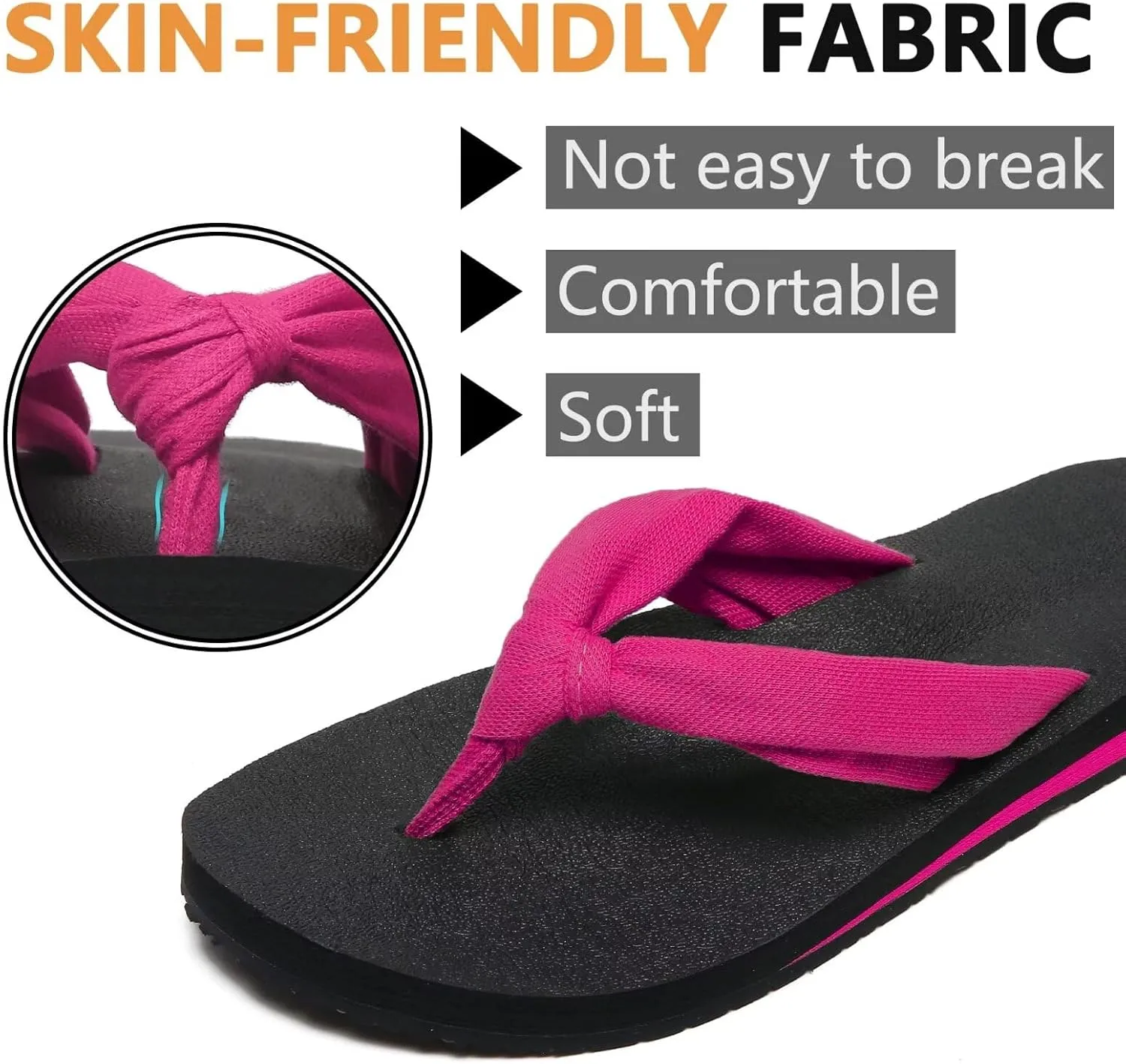MAIITRIP Womens Comfortable Cloth Strap Flip Flops with Arch Support