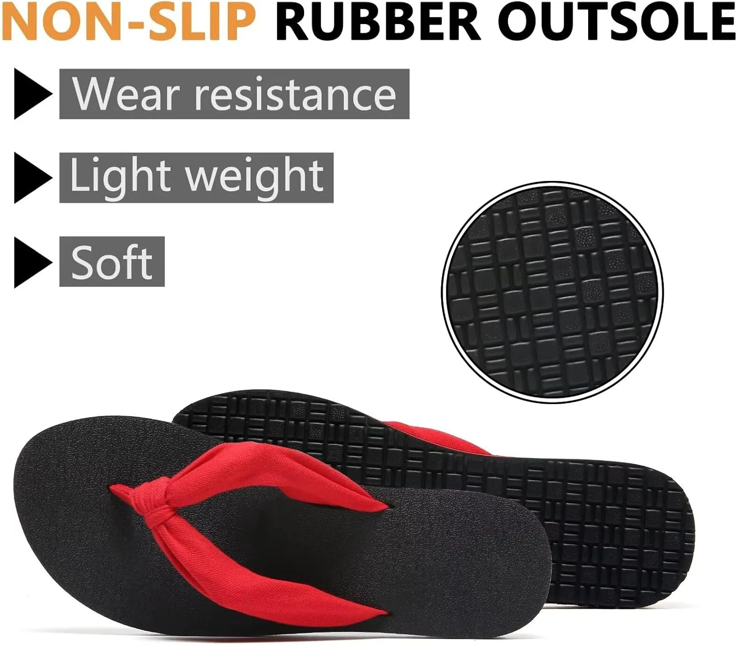 MAIITRIP Womens Comfortable Cloth Strap Flip Flops with Arch Support